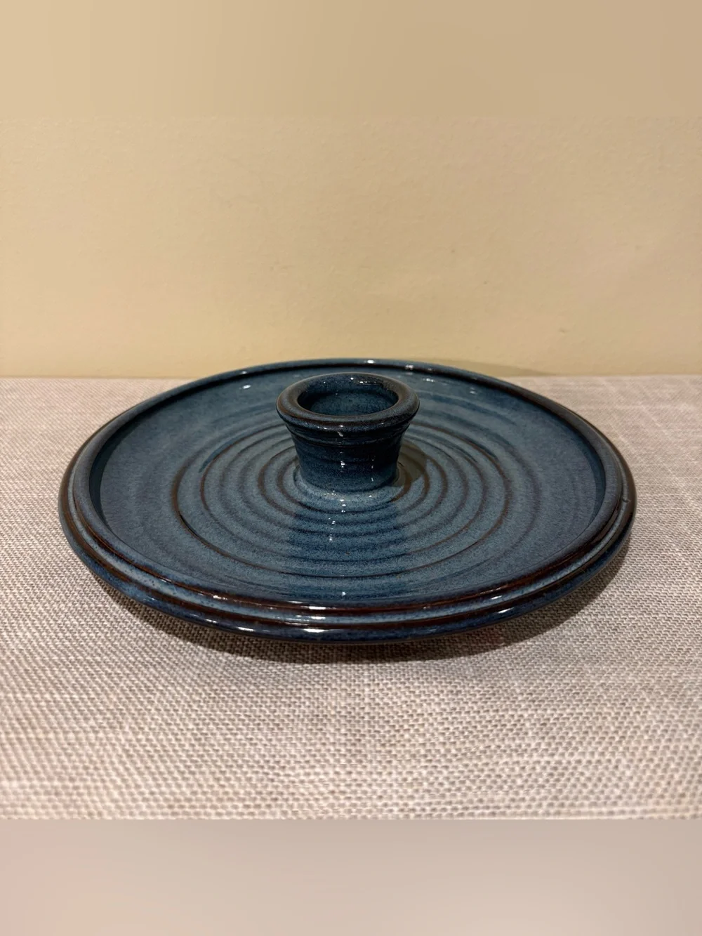 Handmade Studio Pottery Blue Glazed Appetizer Condiment  Relish Server Tray